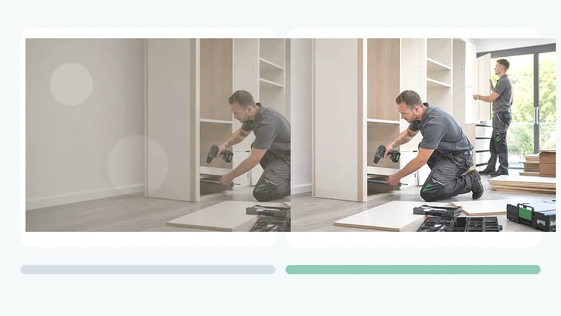 Vorher-Nachher Servicebild für Montage- und Reparaturservice